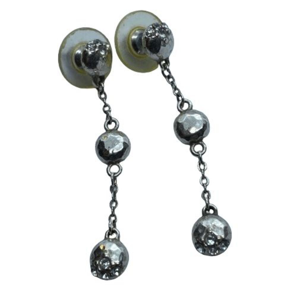 Gorgeous Silver Tone & Rhinestone Dangly Earrings
